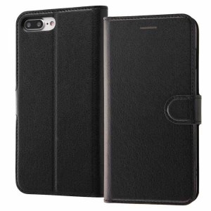iPhone 8Plus 手帳型ケース ブラック カバー マグネット レザー カードポケット ストラップホール おしゃれ かわいい イングレム RT-P15E