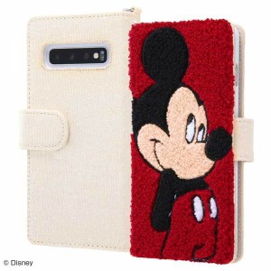 Galaxy S10 手帳型ケース ディズニー ピクサー ミッキー カバー サガラ刺繍 帆布 鏡 カードポケット かわいい おしゃれ イングレム IS-DG