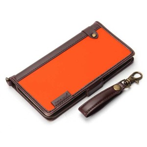 iPhone X ケース オレンジ 手帳型カバー フリップ カードポケット シンプル おしゃれ PGA