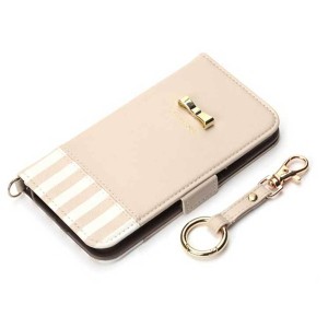 iPhone XS/X ケース ホワイト 手帳型カバー フリップ カードポケット リボン シンプル おしゃれ 可愛い かわいい PGA
