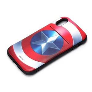 iPhone X ケース MARVEL キャプテン・アメリカ カバー タフポケットケース PUレザー カードポケット カッコイイ おしゃれ キャラ PGA