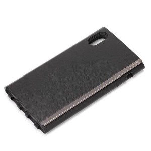 iPhone XR ケース ブラック 手帳型カバー バックフリップ ポケット シンプル おしゃれ PGA