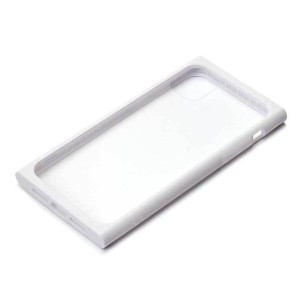 iPhone 11Pro ケース ホワイト ガラスタフケース カバー スクエア 四角 カスタマイズ クリア 透明 シンプル おしゃれ PGA