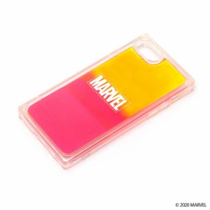 iPhone SE(第2世代)/8/7/6s/6 ケース MARVEL ロゴ/イエロー＆ピンク ネオンサンド カバー 光る 蓄光 カラフル グリッター 可愛い かわい