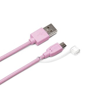 スマートフォン ケーブル ピンク micro USB タフケーブル 充電 1.5m PGA