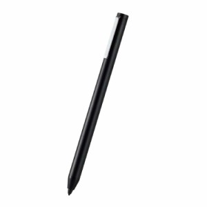 エレコム アクティブスタイラスペン タッチペン 極細 1.5mm 充電式 ブラック オートスリープ機能 クリップ付 スマホ タブレット 滑らかな