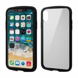 エレコム iPhoneXR ケース カバー TPU ポリカーボネート フレームカラー 耐久性 ストラップホール付 ブラック PM-A18CTSLFCBK