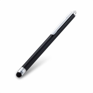 エレコム タッチペン 超感度 高密度ファイバーチップ スマートフォン タブレット クリップ付き ブラック P-TPC02BK
