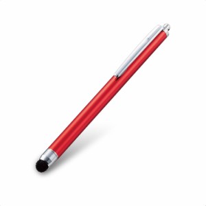 エレコム タッチペン 超感度 高密度ファイバーチップ スマートフォン タブレット クリップ付き レッド P-TPC02RD
