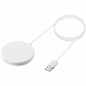 エレコム ワイヤレス充電器 5W マグネット内蔵 卓上 ケーブル一体型 iPhone Airpods 1m ホワイト W-MA01WH
