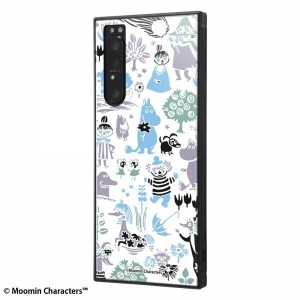 Xperia 1 II 耐衝撃ケース ムーミン パターン ハイブリッドカバー KAKU スクエア 四角 キャラ おしゃれ かわいい 可愛い イングレム IQ-A