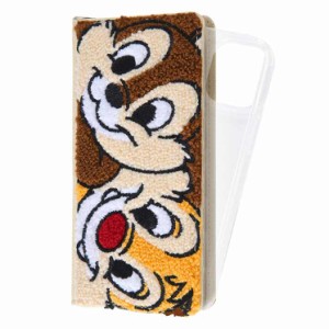 iPhone 13mini ケース ディズニー チップ＆デール 手帳型カバー サガラ刺繍 カメラ保護 ミラー 鏡 カードポケット 収納 可愛い かわいい 