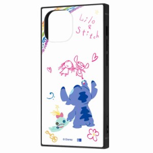 iPhone 13mini ケース ディズニー リロ＆スティッチ/落書き 耐衝撃ハイブリッドカバー KAKU 四角 スクエア かわいい 可愛い おしゃれ オ