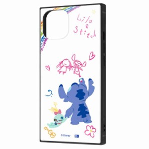 iPhone 13 ケース ディズニー リロ＆スティッチ/落書き 耐衝撃ハイブリッドカバー KAKU 四角 スクエア かわいい 可愛い おしゃれ オシャ