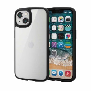 エレコム iPhone 13 ケース ブラック ハイブリッドカバー フレームカラー クリア 透明 保護 シンプル おしゃれ オシャレ アイフォン