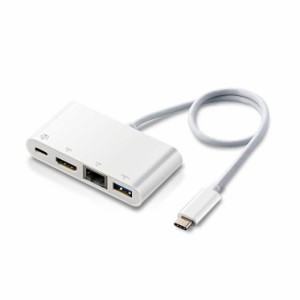 エレコム Type-Cドッキングステーション/USB PD対応/充電用Type-C1ポート/USB(3.1)1ポート/HDMI1ポート/LANポート/30cmケーブル/ホワイト