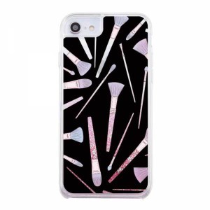 iPhone SE(第2世代)/8/7 グリッターケース メイクブラシ ピンク ラメ カバー キラキラ 保護 かわいい おしゃれ 可愛い イングレム IJ-P76