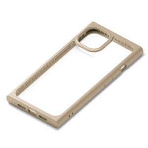 iPhone 13  ケース ベージュ 透明 クリア 背面 スクエア 耐衝撃 硬度9H かわいい 可愛い おしゃれ オシャレ シンプル PGA