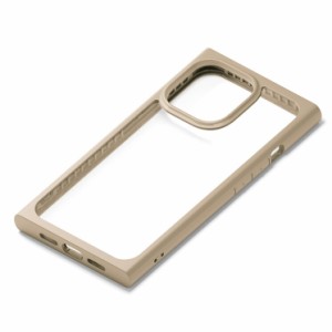 iPhone 13 Pro ケース ベージュ 透明 クリア 背面 スクエア 耐衝撃 硬度9H かわいい 可愛い おしゃれ オシャレ シンプル PGA