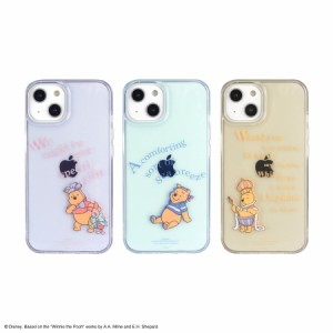 ディズニー iPhone14 iPhone13 ケース プーさん クリア 透明 ネイビー ブルー ベージュ キャラクター グッズ スマホ リボン かいぞく お