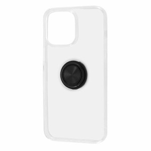 iPhone 14 Pro Max クリア スマホ ケース カバー リング 付 TPU ソフト クリア ブラック スマホリング 透明 傷に強い 耐衝撃 頑丈 丈夫 