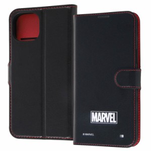 iPhone 14 Plus 手帳型 ケース MARVEL マーヴェル ロゴ ブラック 黒 スマホ カバー 内装 赤 カード 収納 ポケット スタンド マグネット 