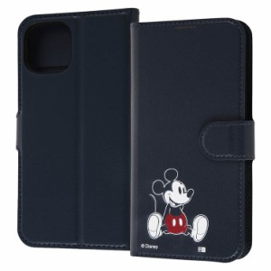 iPhone 14 iPhone 13 手帳型 ケース ディズニー ミッキー マウス sitting おすわり スマホ カバー ネイビー ペア カード 収納 ポケット 