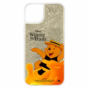 iPhone 14 Plus スマホ ケース カバー くま の プー さん ラメ グリッター キラキラ はちみつ Pooh シルバー Disney ディズニー キャラク