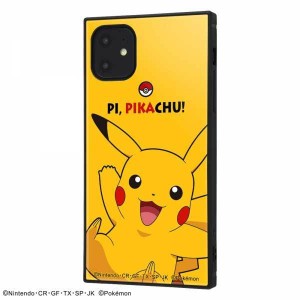 iPhone 11 耐衝撃ケース ポケモン ピカチュウ ハイブリッドカバー KAKU スクエア 四角 キャラ おしゃれ かわいい 可愛い イングレム IQ-P