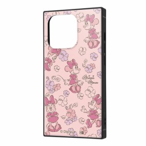 iPhone14Pro ケース ミニー ディズニー キャラクター グッズ カバー ピンク 花柄 総柄 クローバー ランダム 保護 耐衝撃 頑丈 ハイブリッ