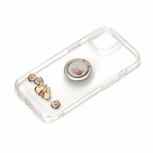iPhone 14 13 クリア ケース リング付 ディズニー プーさん カバー スマホケース おしゃれ かわいい 背面 透明 スマホリング アイフォン 