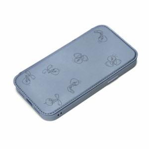 iPhone 14 Pro 手帳型 ケース ルーニーテューンズ カバー スマホケース おしゃれ かわいい カード ポケット 収納 グレー ブルー 背面 透