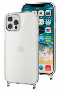 エレコム iPhone 12 Pro / 12 用 ケース ハイブリッド カバー 衝撃吸収 カメラレンズ保護設計 ワイヤレス充電可 ショルダーストラップホ