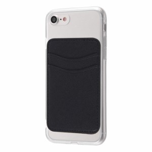 iPhone SE3 SE2 ( SE 第３世代 第２世代 ) クリア ケース カード ポケット 付 クリア x ブラック おしゃれ かわいい シンプル 無地 デザ
