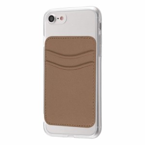 iPhone SE3 SE2 ( SE 第３世代 第２世代 ) クリア ケース カード ポケット 付 クリア x ブラウン ベージュ ( トープ ) おしゃれ かわいい