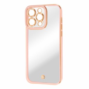 iPhone14ProMax ケース クリア x ピンク x メタリック ゴールド TPU ソフト カメラ保護 カメラカバー エアクッション ストラップホール 