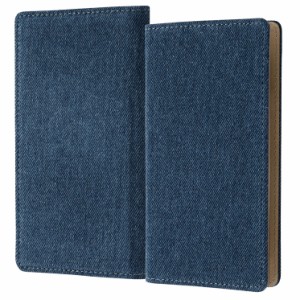 多機種対応 手帳型 スマホケース デニム ブルー Mサイズ 藍染 ジーンズ 生地 シンプル おしゃれ かわいい カード ポケット 収納 取り外し