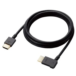 HDMI ケーブル HIGH SPEED with Ethernet L字 右向き 2m 4K 30Hz やわらか HEC ARC (タイプA・19ピン - タイプA・19ピン) RoHS指令準拠 