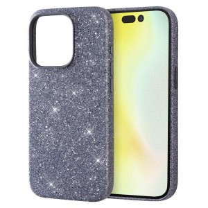 iPhone 15Pro ３眼 ケース キラキラ ラメ 塗装 グレー ブルー 保護 スマホ カバー アイフォン アイホン GLITZY SUGAR