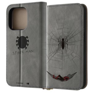 iPhone15Pro ３眼 手帳型 ケース スパイダーマン カバー PU レザー 耐衝撃 カード 収納 ポケット ストラップホール 付 スタンド