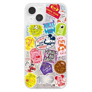 iPhone 14 13 ケース ディズニー 100周年 ステッカー 風 キラキラ キャラクター グッズ カバー スノードーム ラメグリッター