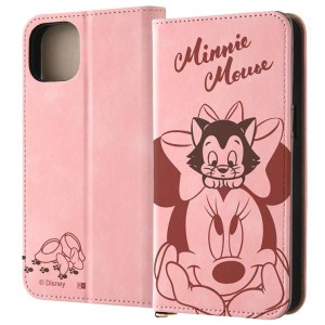 iPhone15Plus ケース 手帳型 ディズニー ミニーマウス フィガロ ピンク ミニー カード 収納 ポケット ストラップホール スタンド