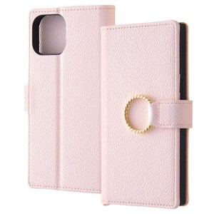 iPhone15 手帳型 ケース リング ベルト ピンク カバー PU レザー 耐衝撃 カード 収納 ポケット ストラップホール 付 スタンド