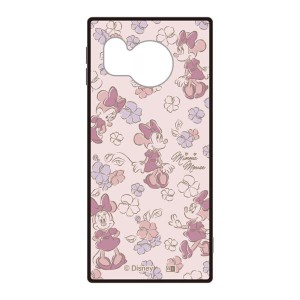 AQUOSsense8 ケース ディズニー ミニー ピンク お花 総柄 耐衝撃 スマホ カバー ハイブリッド