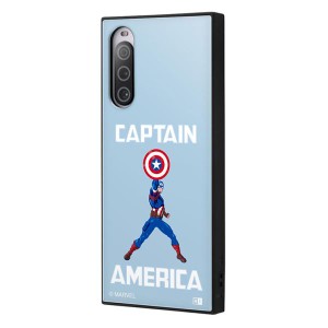 Xperia10V ケース MARVEL キャプテンアメリカ ブルー スマホ カバー キャラクター グッズ 耐衝撃 ハイブリッド