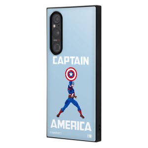 Xperia1V ケース MARVEL キャプテンアメリカ ブルー スマホ カバー キャラクター グッズ 耐衝撃 ハイブリッド