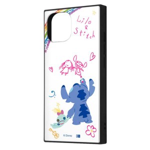 iPhone15 iPhone14 iPhone13 ケース ディズニー スティッチ 落書き ホワイト 耐衝撃 スマホ カバー ハイブリッド スクエア