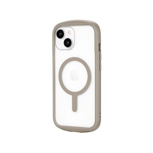 iPhone 15 14 ケース クリア 透明 グレージュ ストラップホルダー 付 MagSafe 対応 耐衝撃 スマホ カバー シンプル 軽量
