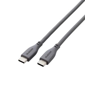 タイプC ケーブル ( USB Type-C to C ) 2m PD 100W シリコン やわらかい 【 MacBook Pro iPad 等 TypeC 機器対応 】 グレー