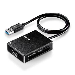 エレコム カードリーダー USB3.0 超高速 SD+microSD+MS+CF対応  ケーブル50cm付 USB-A ブラック ELECOM